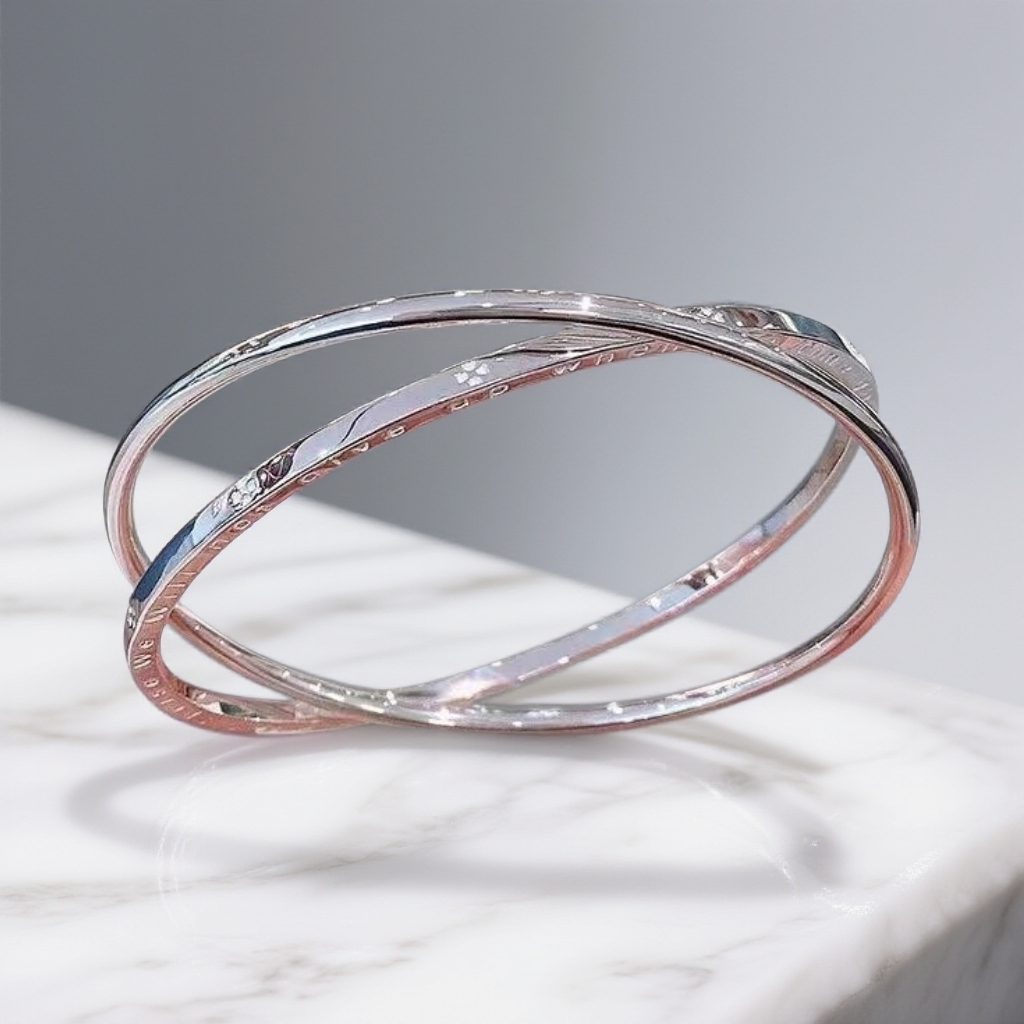 999.9双环四叶草英文字母闭口镯