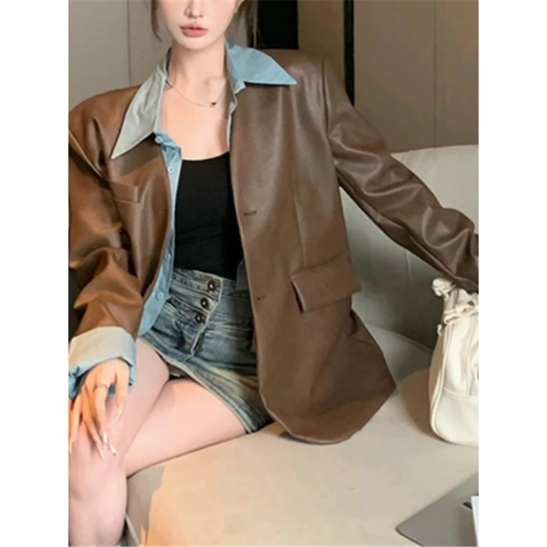 H10咖色西装外套女2024高级感炸街外套