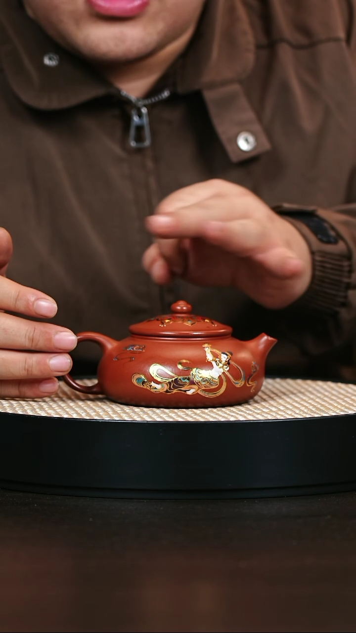 茶壶紫砂寒江 朱砂