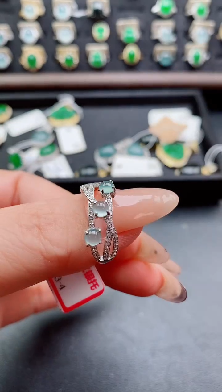 银S925镶嵌戒指翡翠1