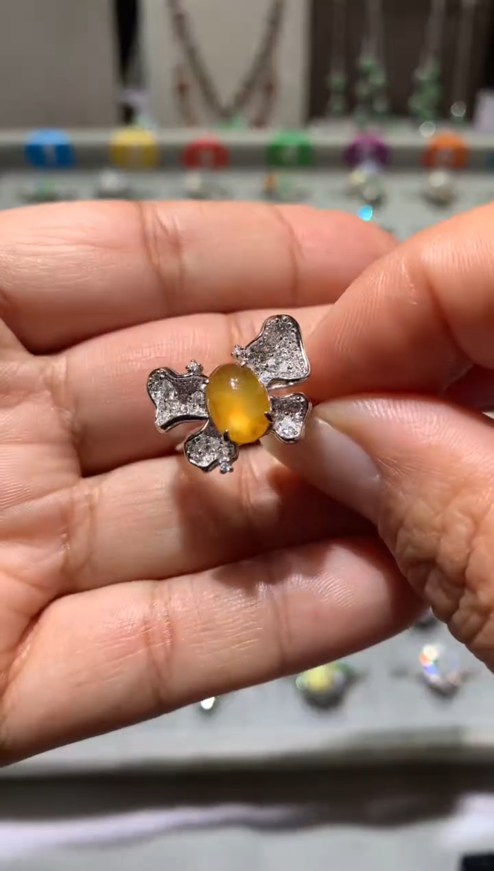 银S925镶嵌翡翠耳饰戒指