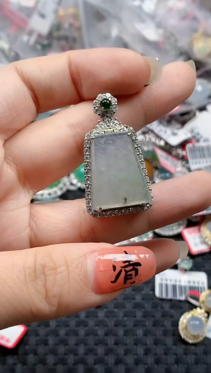 银S925镶嵌戒指翡翠天然A货缅甸翡翠