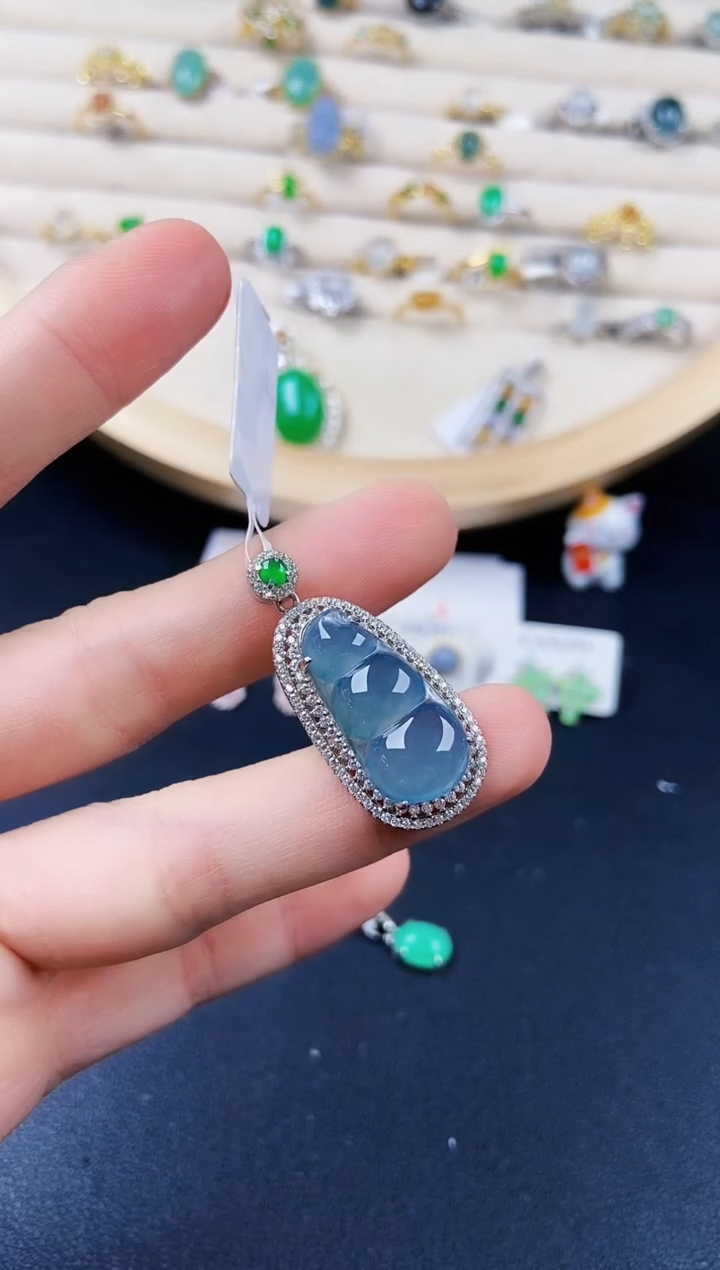 【闪购商品】翡翠银S925镶嵌颈饰46464