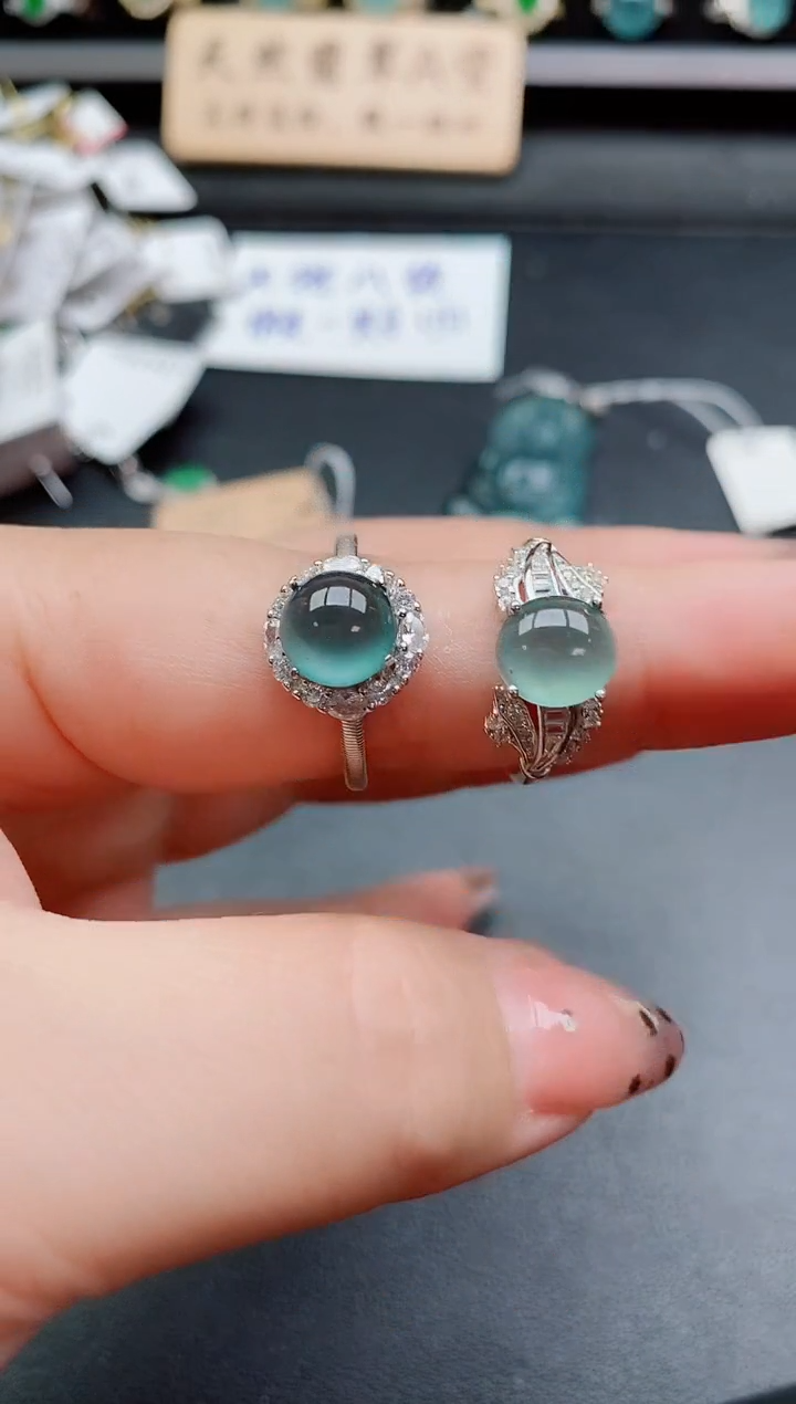 银S925镶嵌戒指翡翠1