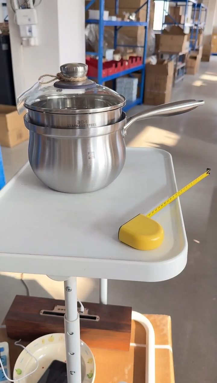 瓷片18cm不锈钢蒸奶锅带蒸屉3L