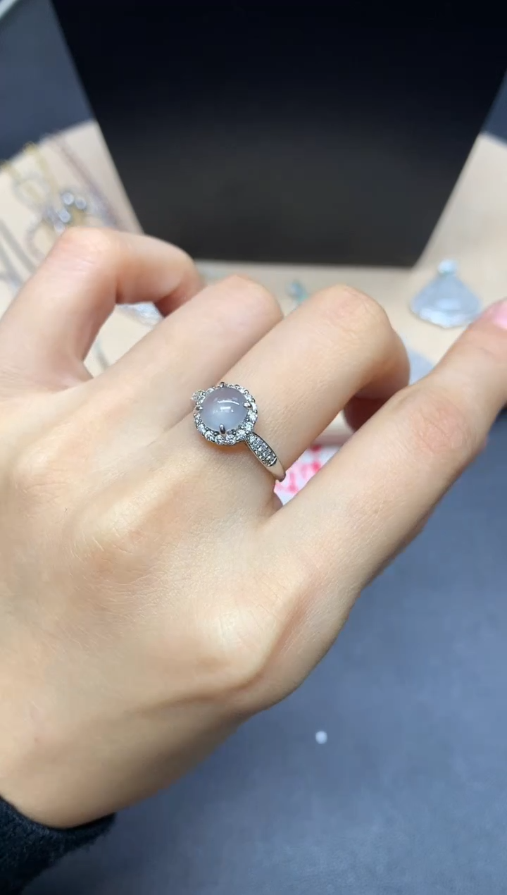 【闪购商品】翡翠戒指银S925镶嵌蛋面【多样性发其一】