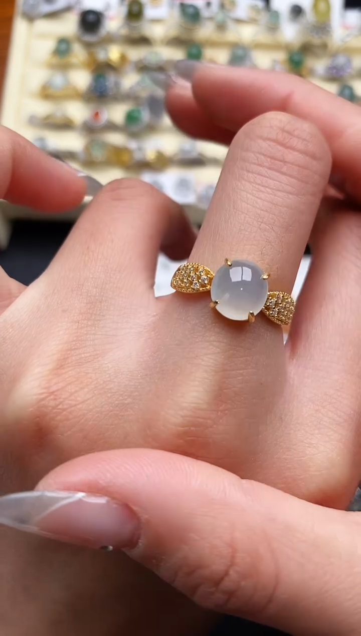 【闪购商品】翡翠戒指银S925镶嵌222222222+3