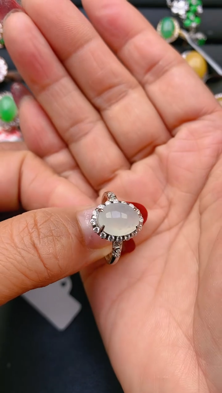 【闪购商品】翡翠戒指银S925镶嵌天然A货翡翠1