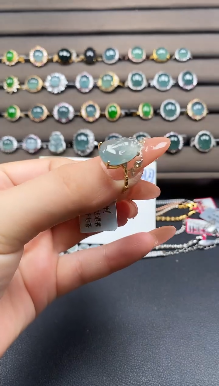 翡翠戒指银S925镶嵌4111