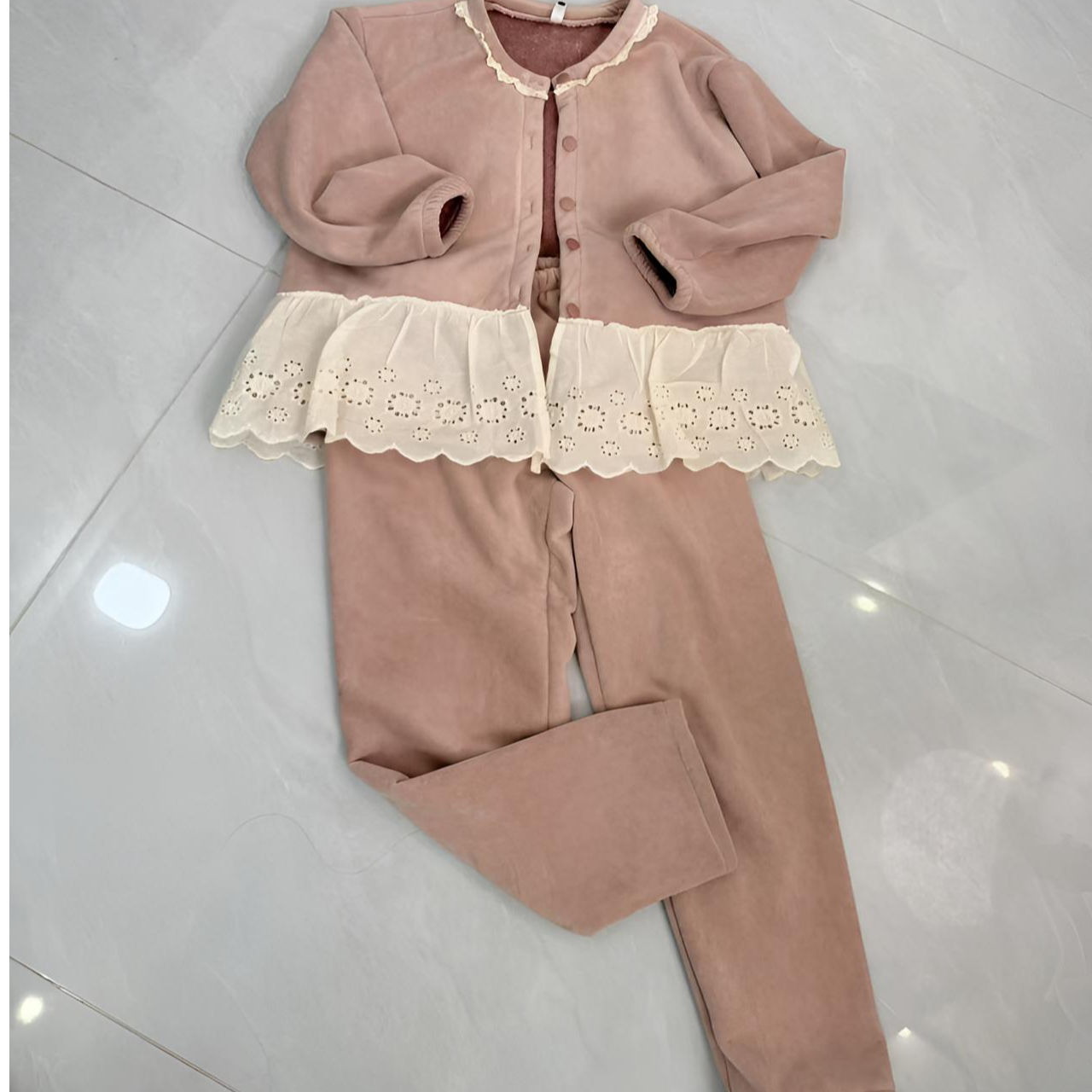 0088【蝶谷】2025秋冬蕾丝花边家居服套装女
