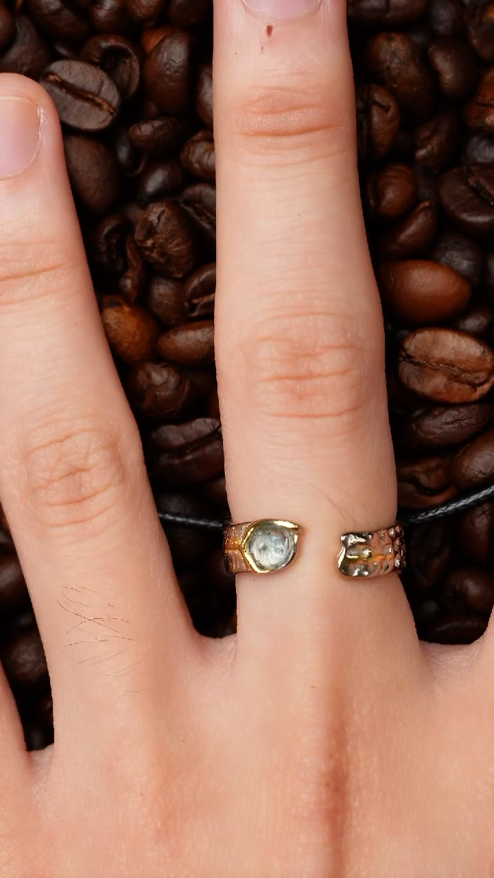 银S925镶嵌戒指托帕石托帕戒指