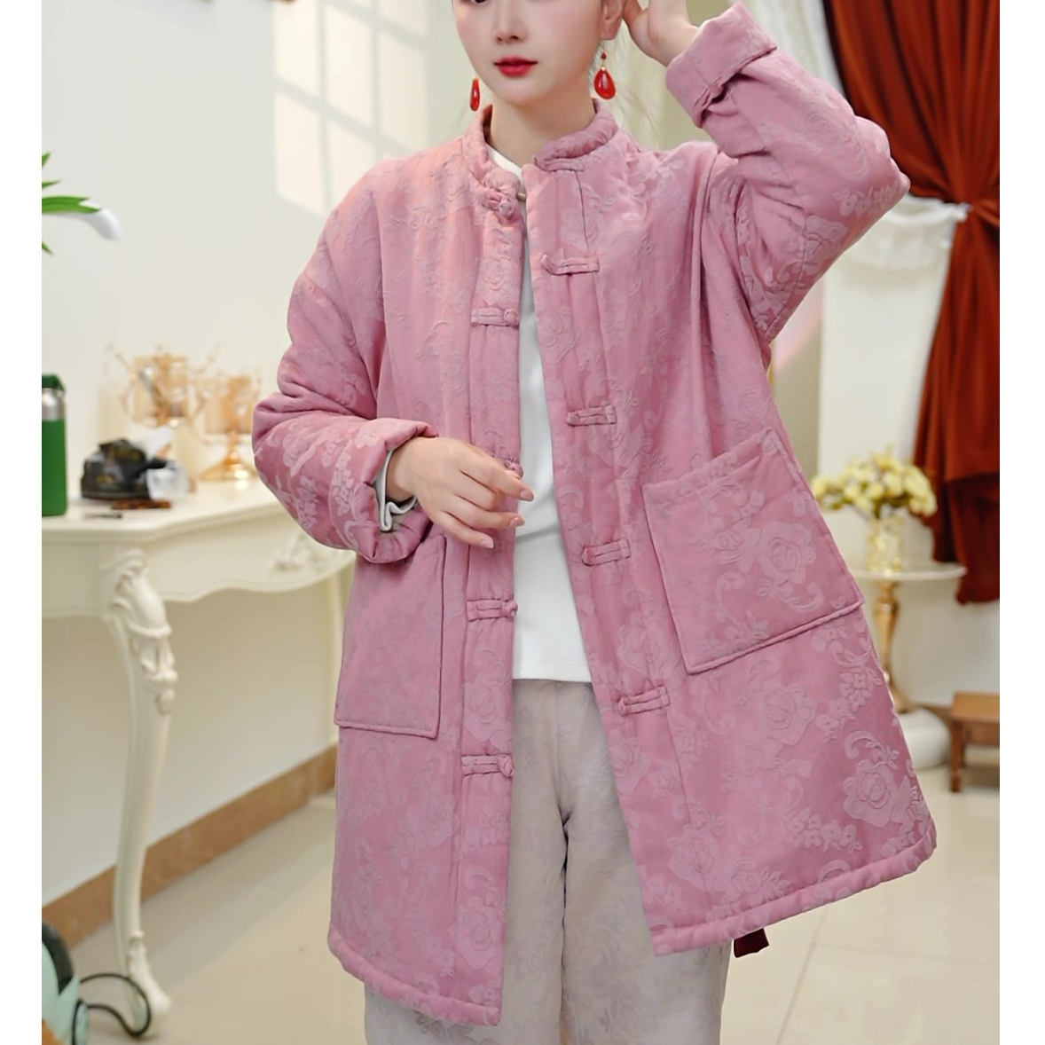 提花棉衣【定位夹棉可水洗】保暖2025冬季新款中式国风上衣服外套18