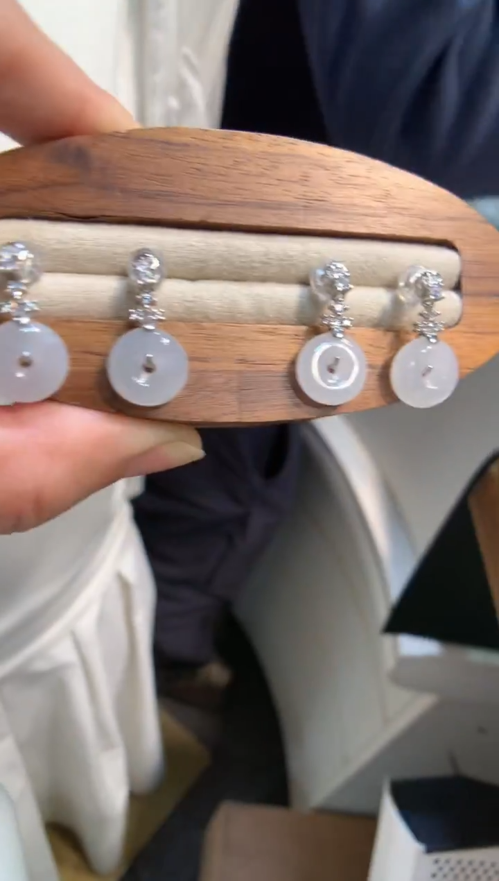 银S925镶嵌翡翠耳饰耳钉 多样性发一件