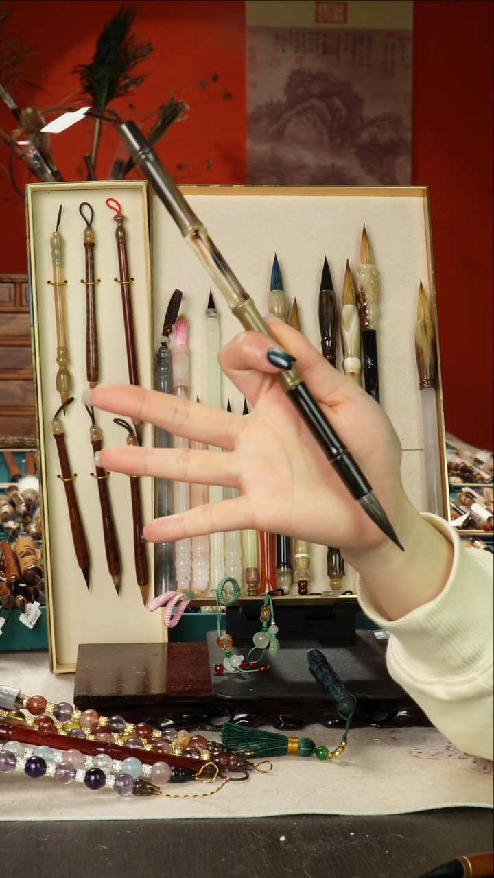 507号闪孤品高货毛笔链接 清水试笔 蘸墨不退