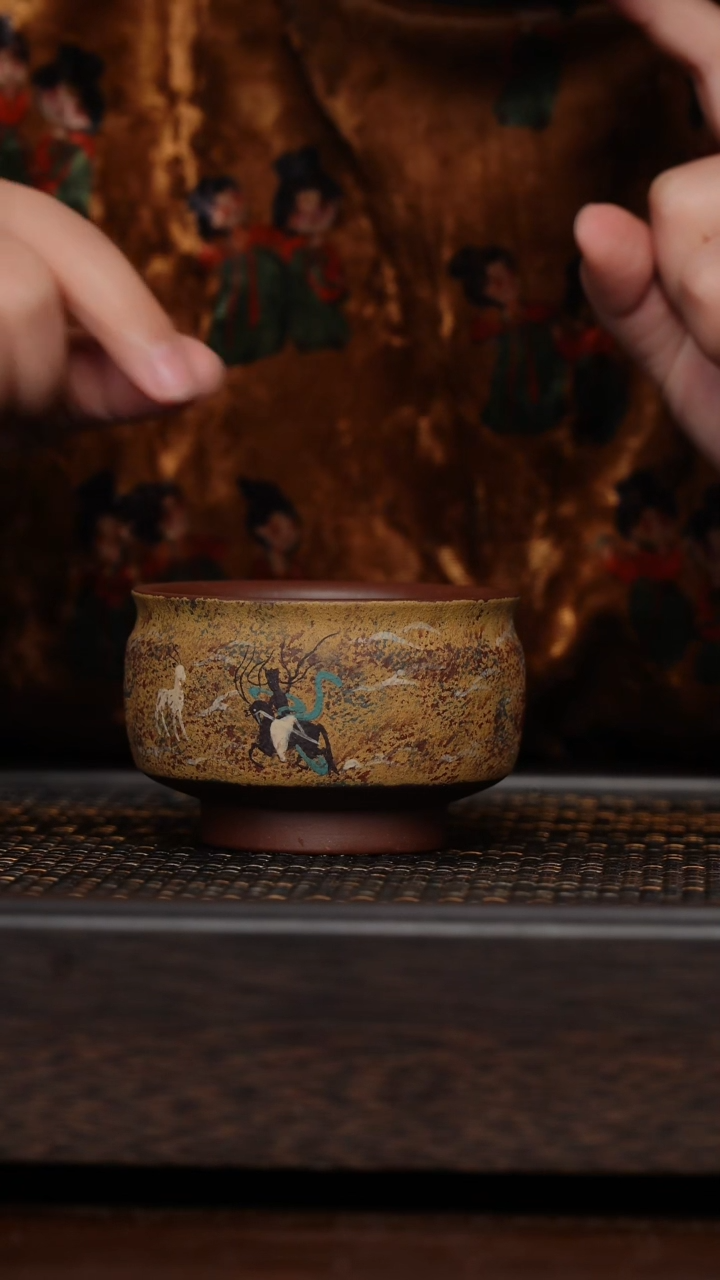 【闪购商品】紫砂茶杯非遗茶器-王爷狩猎图