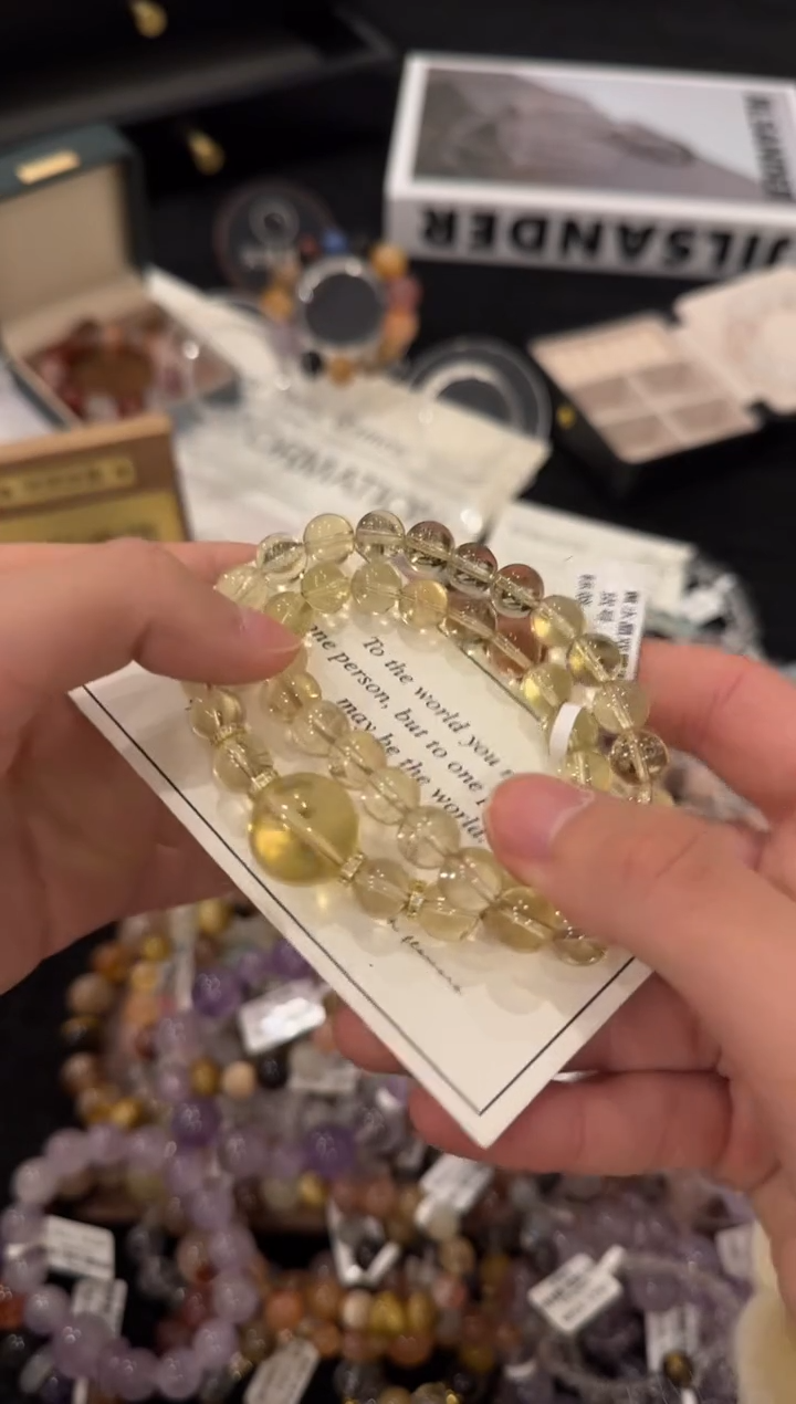 合金手链水晶黄水晶双圈x3621