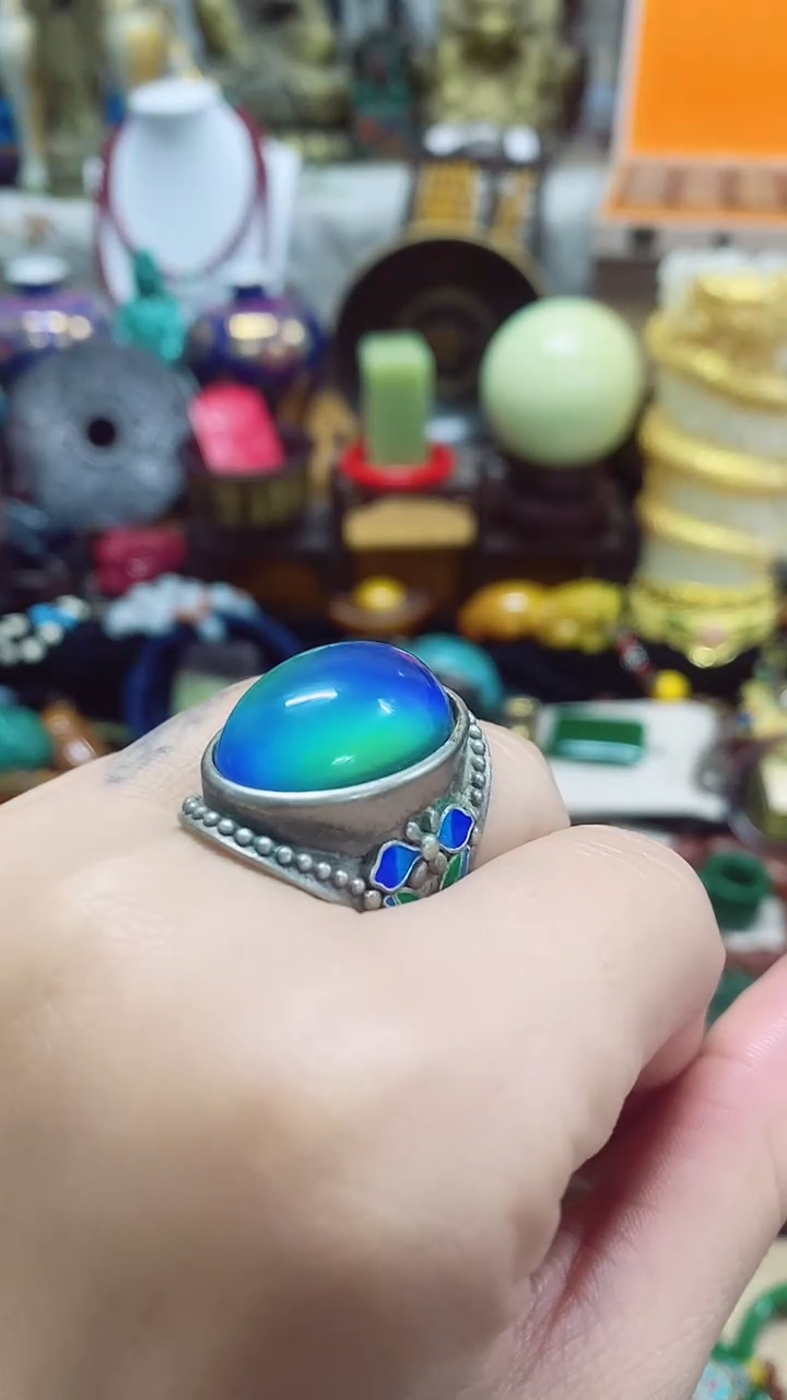 【闪购商品】蓝珀戒指未镶嵌主播推荐主播推荐