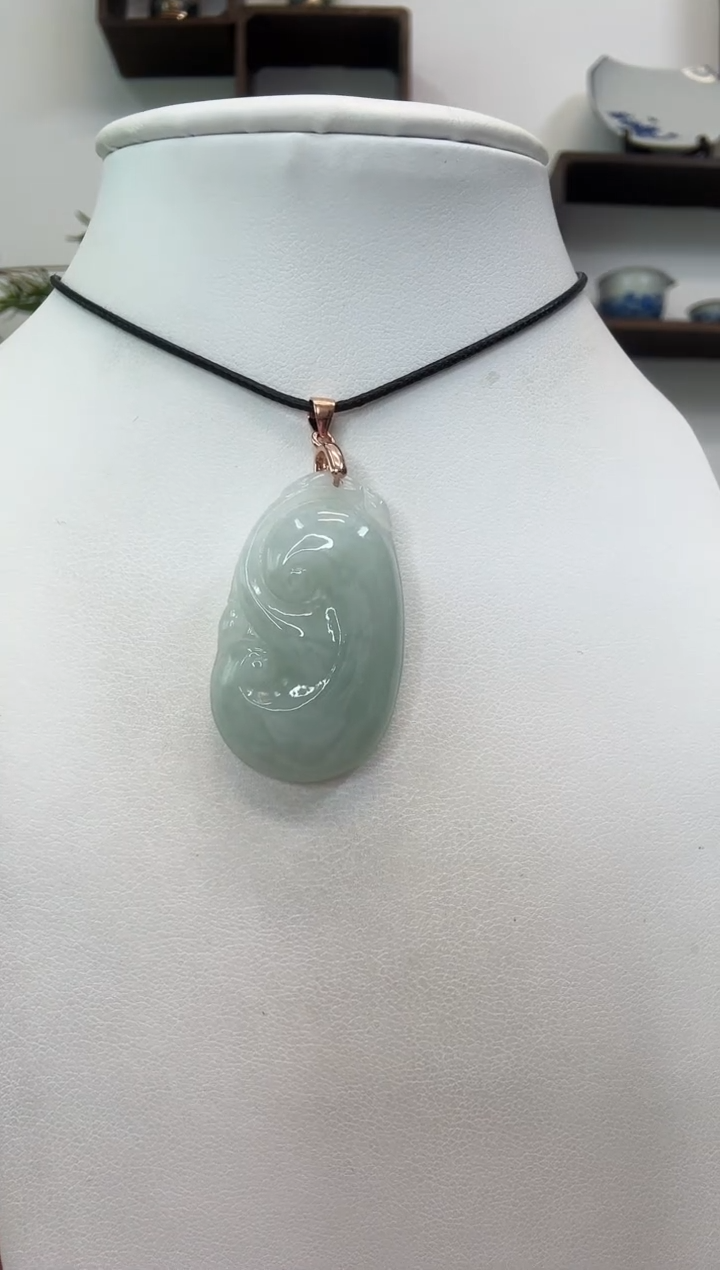 颈饰银S925镶嵌翡翠如意