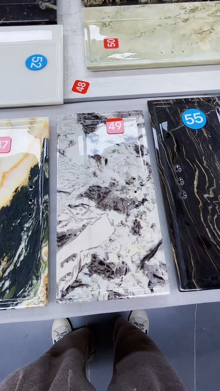 大理石50*25cm天山暮雪茶盘