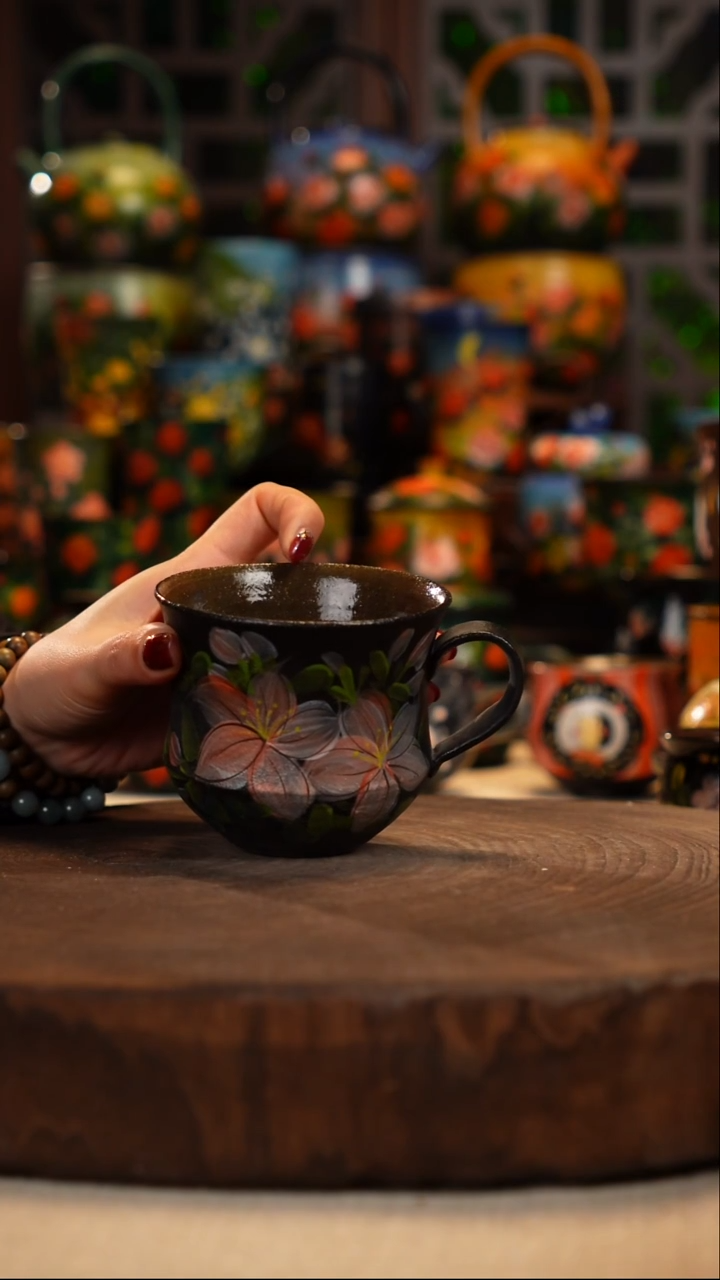 紫砂油画手绘釉下彩