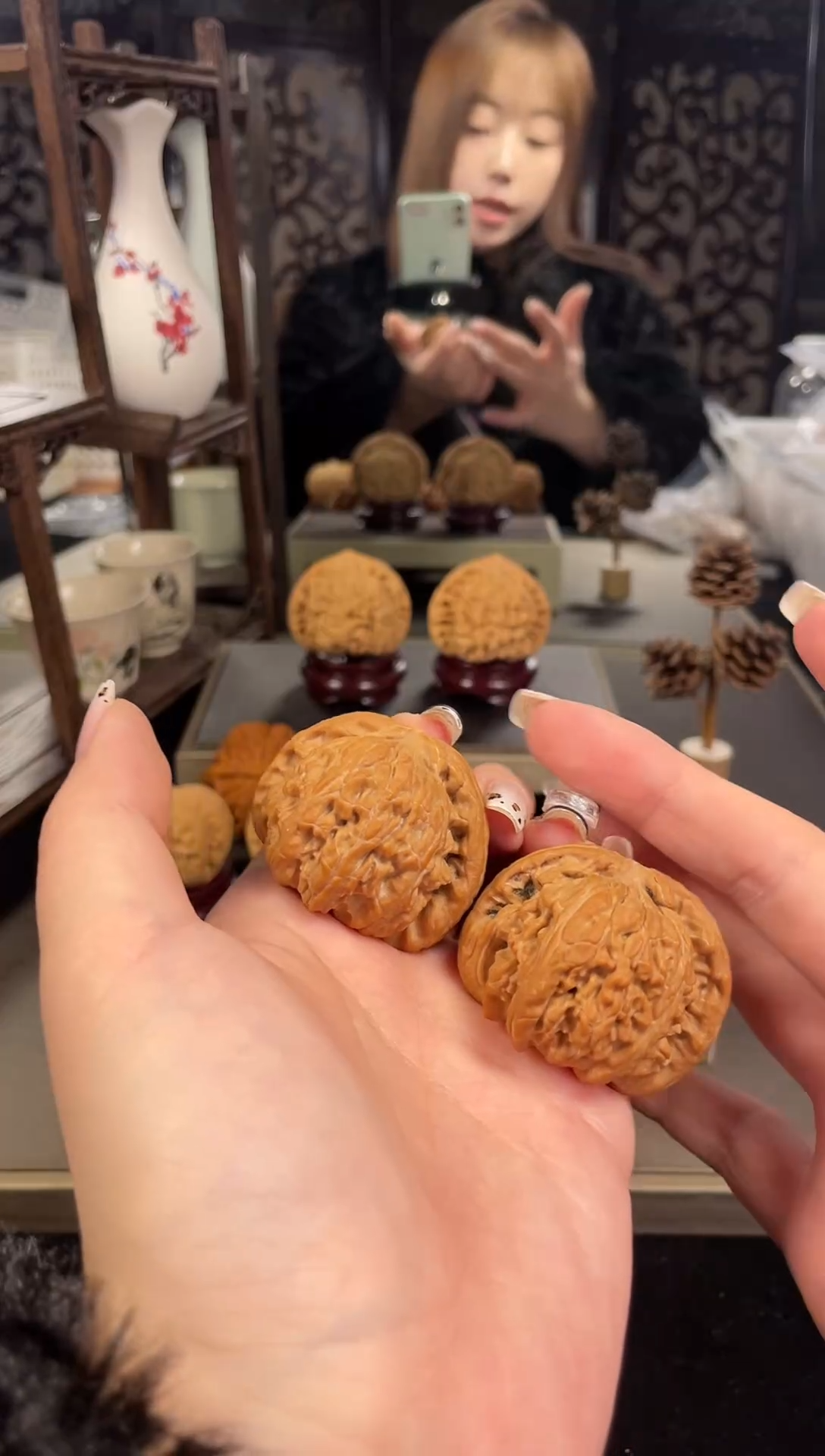 【闪购商品】文玩核桃把件白狮子43尺-4