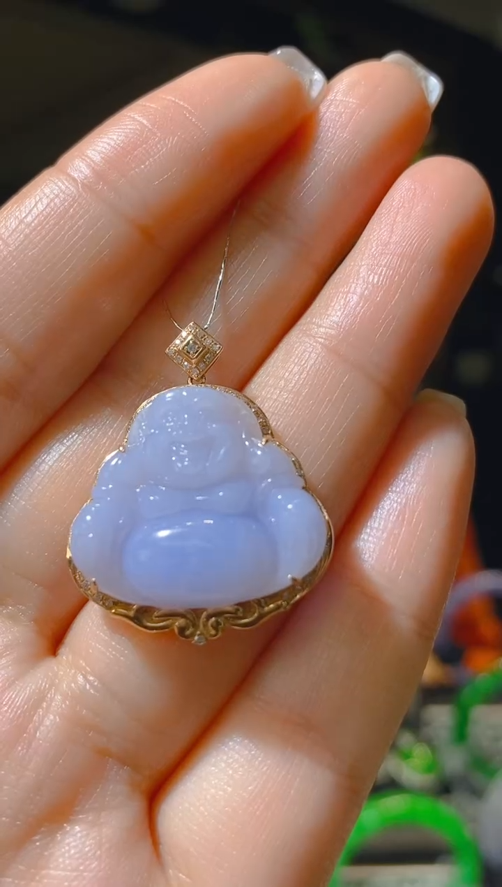 【闪购商品】翡翠吊坠(赠链)18K金镶嵌097    