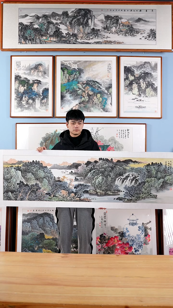 【闪购商品】国画张现军《春风得意双帆行》手绘223*63