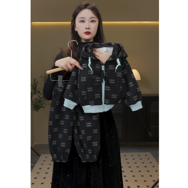 2025儿童春秋洋气时尚宽松印花秋季套装潮流休闲运动08188