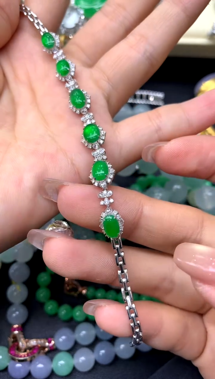 18K金镶嵌手链翡翠352-中国好珍宝