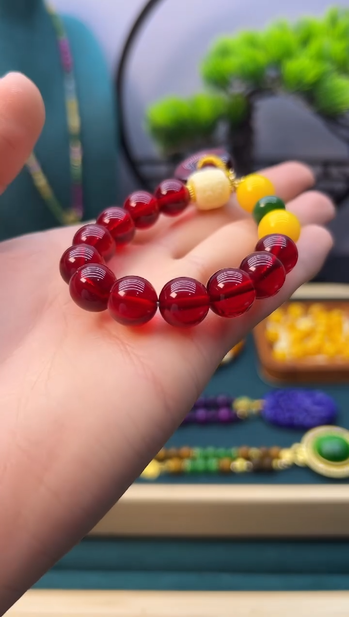 【闪购商品】血珀手链14K金镶嵌S48