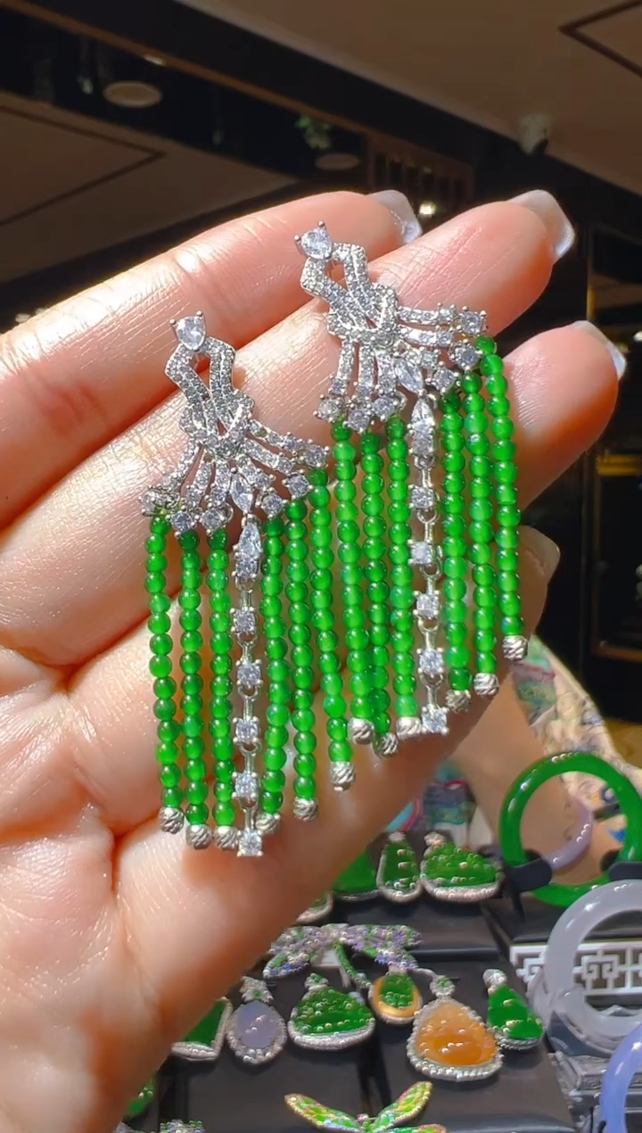 【闪购商品】翡翠耳饰银S925镶嵌106（多样性发货）