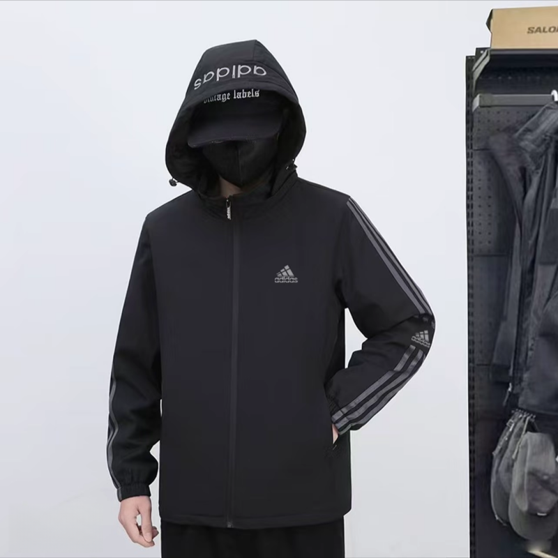 冬季秋季加绒加厚收口袖连帽可脱卸男女同款夹克棉服
