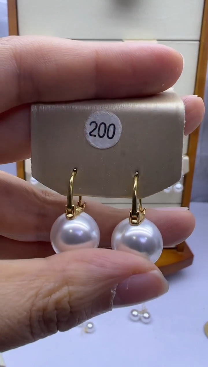 银S925镶嵌耳饰淡水珍珠200