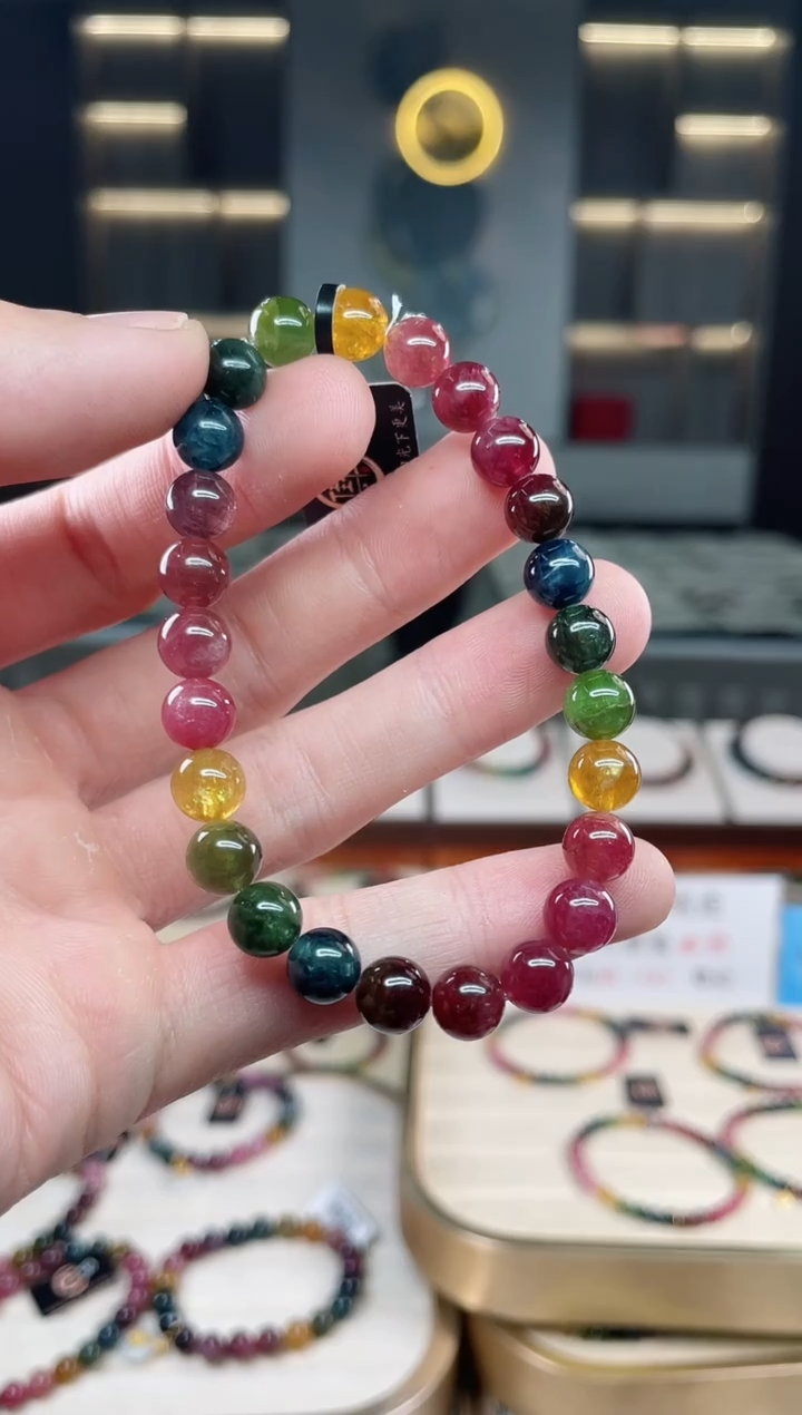 未镶嵌透体老矿碧玺单圈手串7mm+碧玺多样性发一条xion