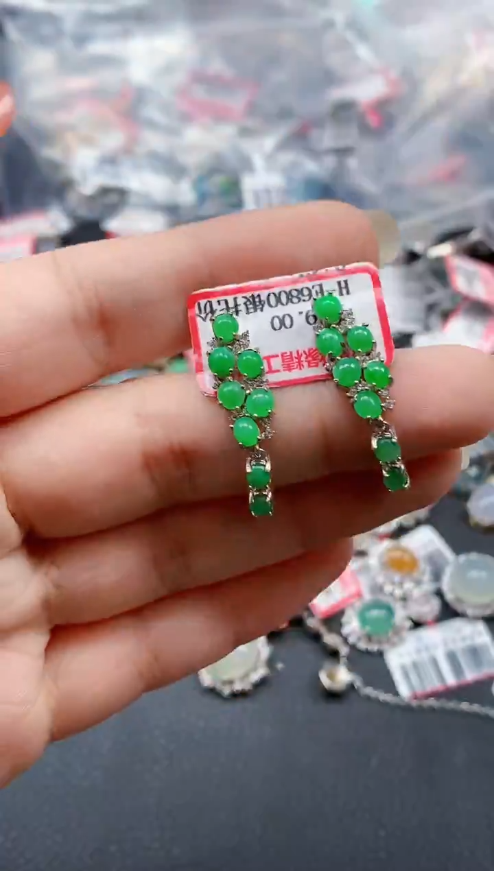 银S925镶嵌戒指翡翠天然A货缅甸翡翠