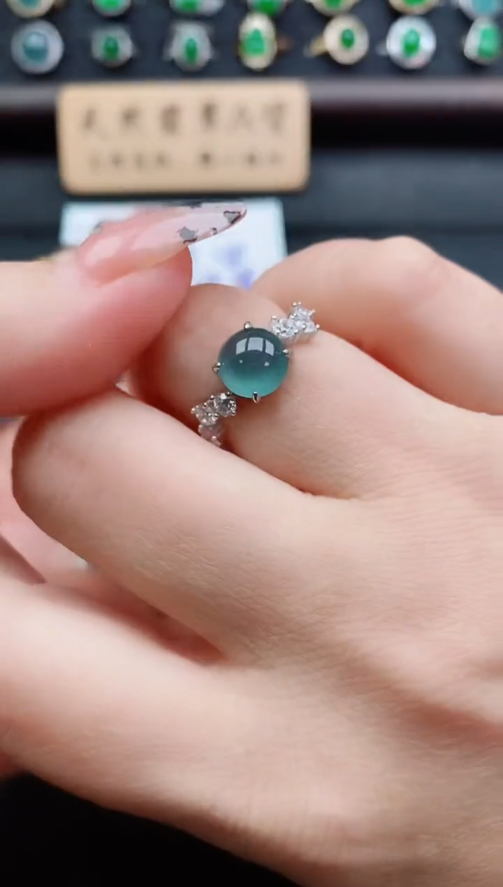 银S925镶嵌戒指翡翠1