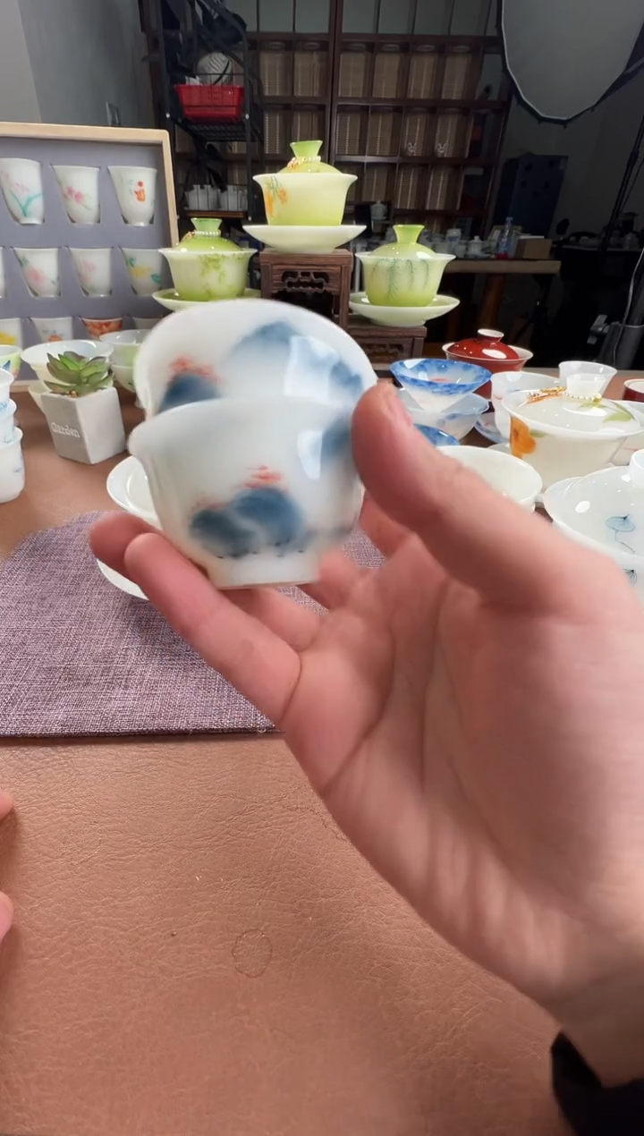 盖碗陶双*采用优质瓷土制作