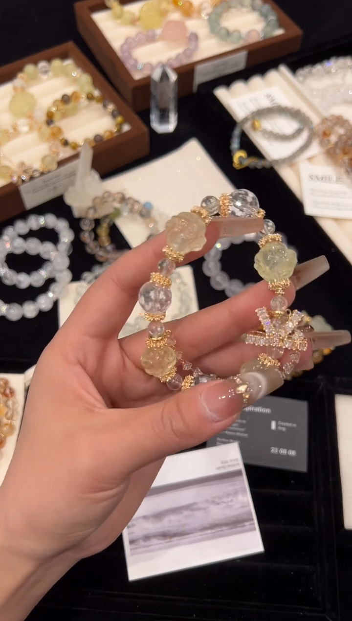 【闪购商品】水晶手链合金黄水晶凤球手链x1342