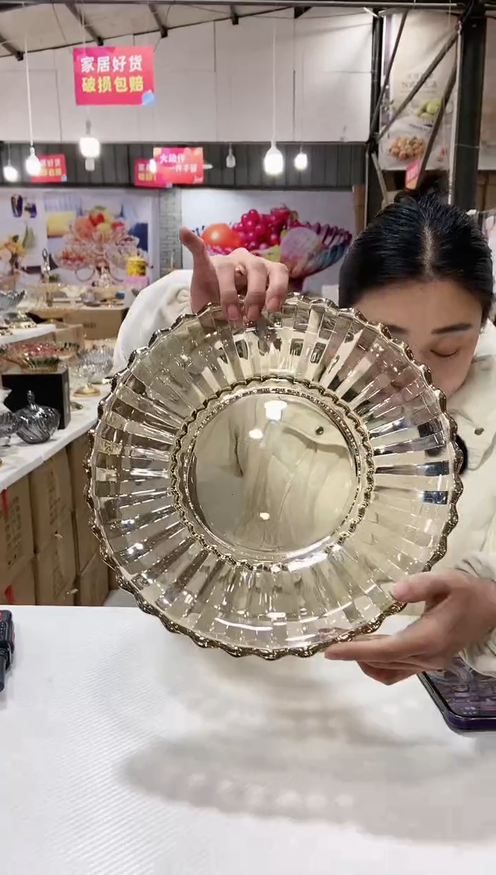 【闪购商品】玻璃茶色平盘【莲花系】