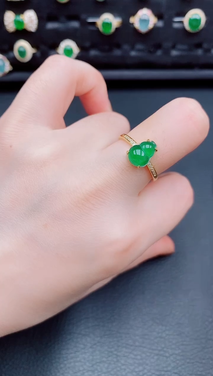 【闪购商品】翡翠戒指银S925镶嵌天然a货翡翠109