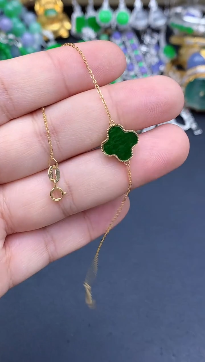 18K金镶嵌手链翡翠84-春日珠宝