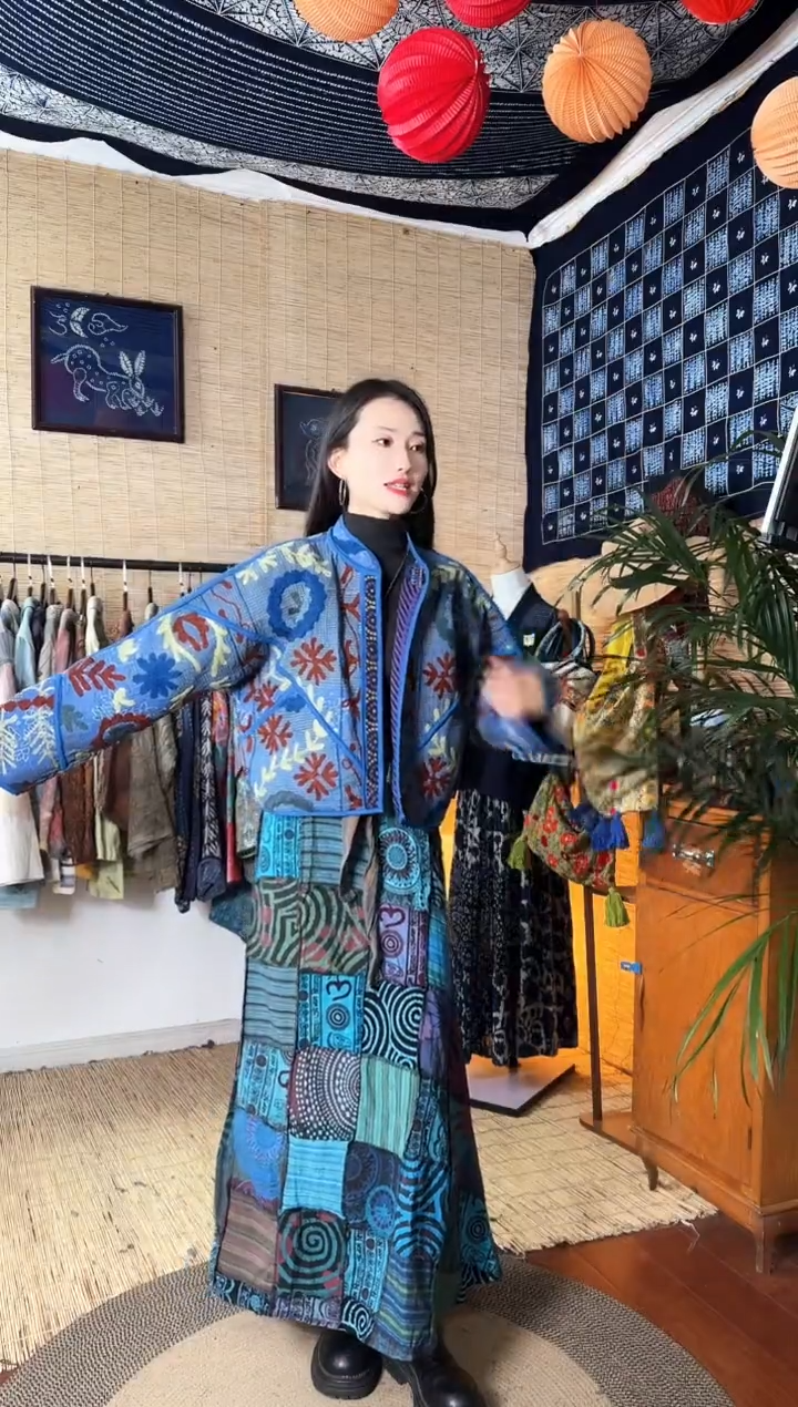 【闪购商品】设计师款蓝古布刺绣外套