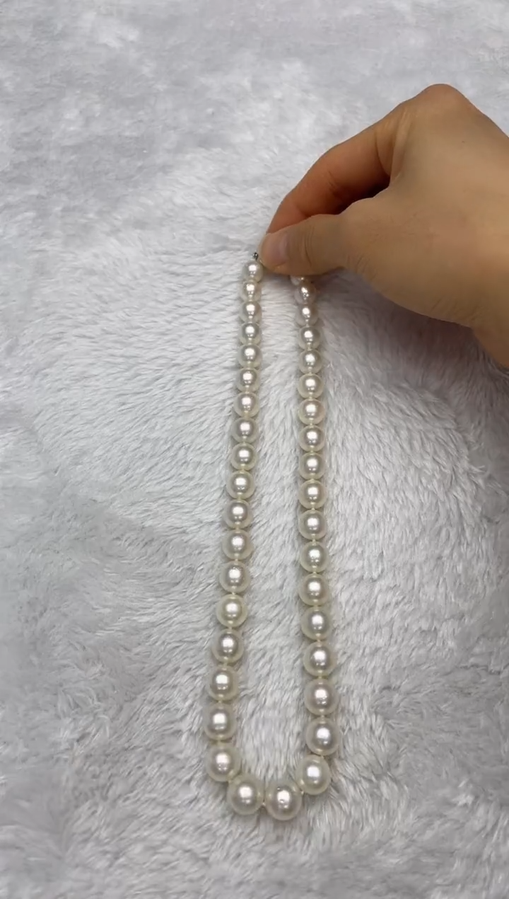项链银S925镶嵌海水珍珠澳白9-12mm