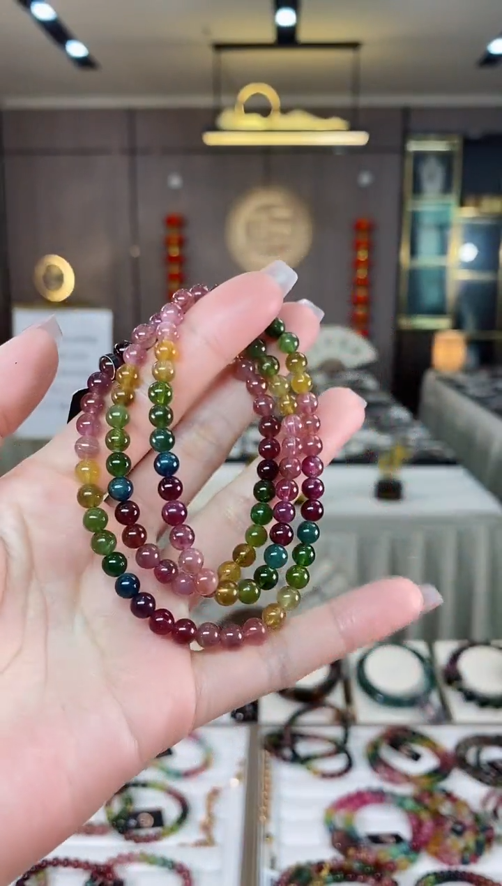 【闪购商品】碧玺三圈手串5mm+未镶嵌（多样性发一条）hon