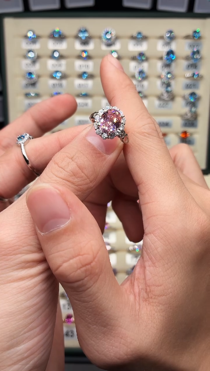 戒指彩色蓝宝石银S925镶嵌1