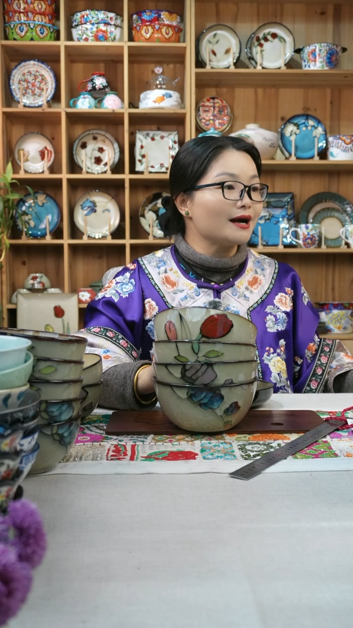 瓷片小可陶瓷4个面碗