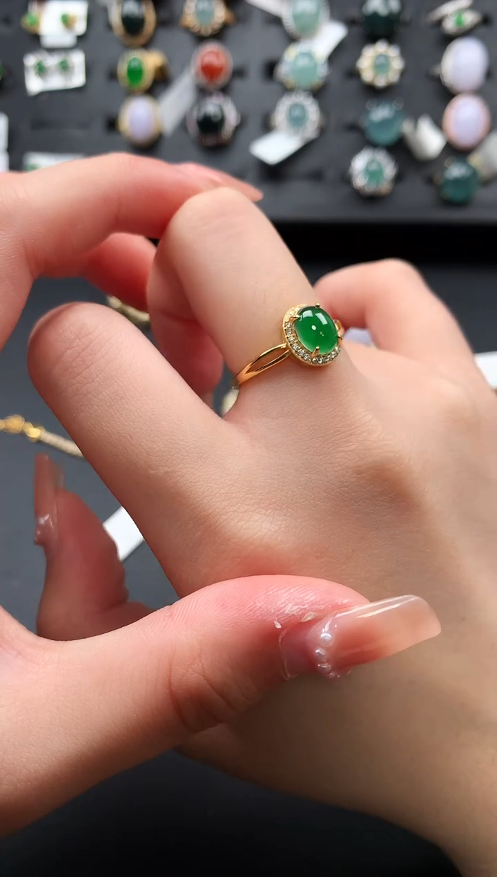 【闪购商品】翡翠戒指银S925镶嵌5214