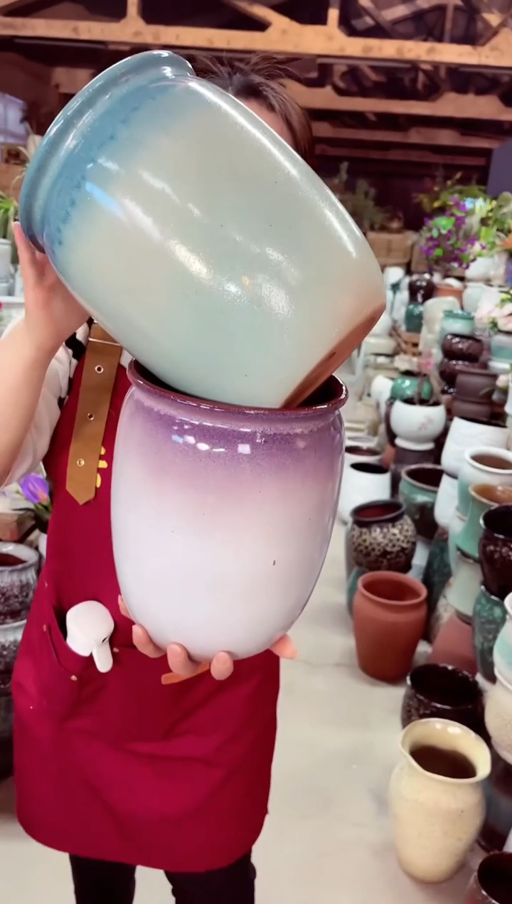 紫砂花盆高24口19