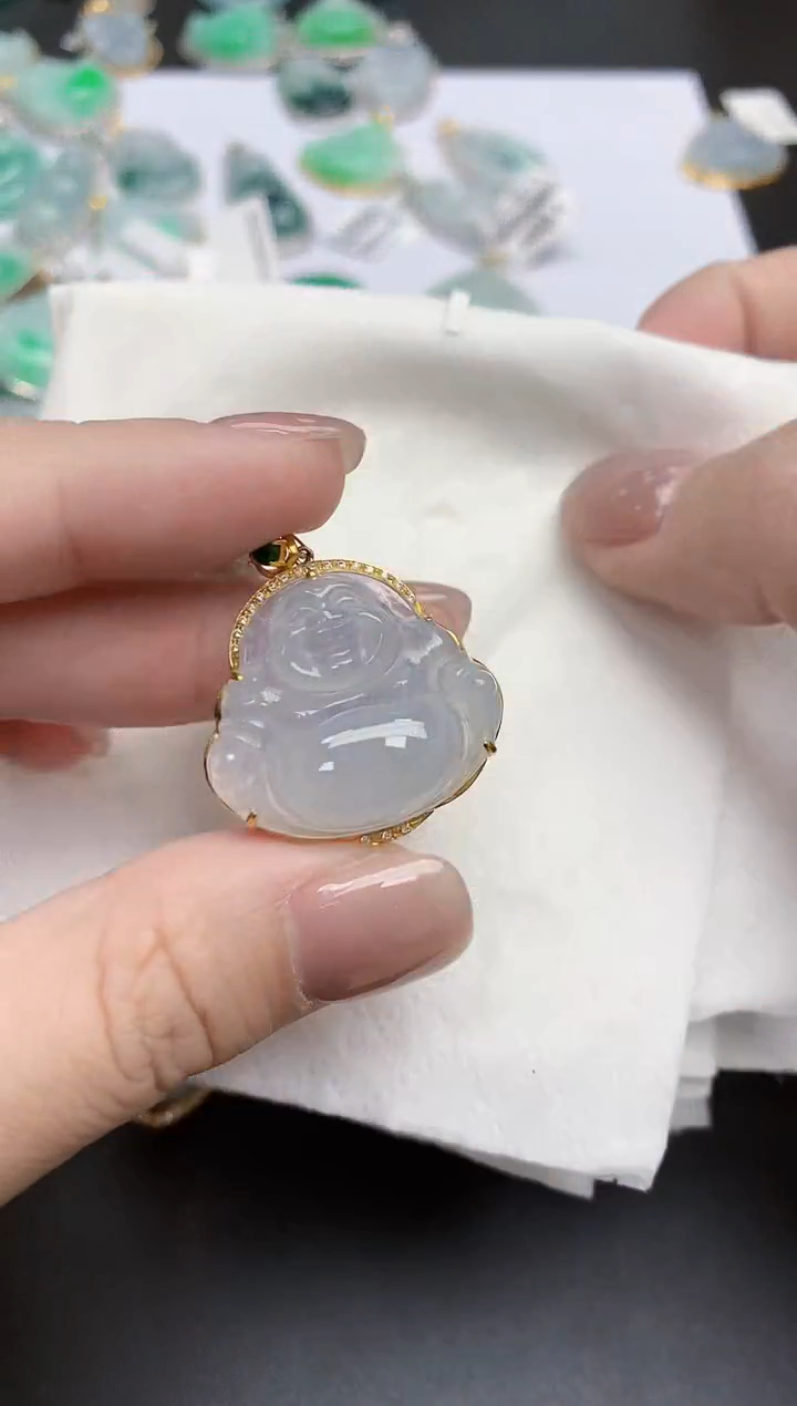 【闪购商品】翡翠颈饰18K金镶嵌天然缅甸翡翠A货