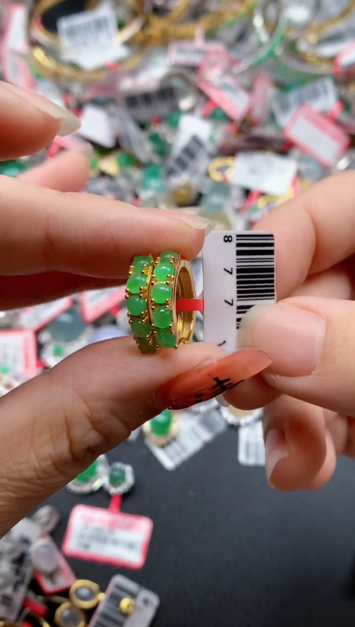 银S925镶嵌戒指翡翠天然A货缅甸翡翠